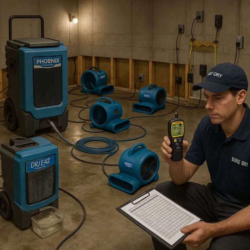 Structural Drying and Dehumidification process in Waseca, MN